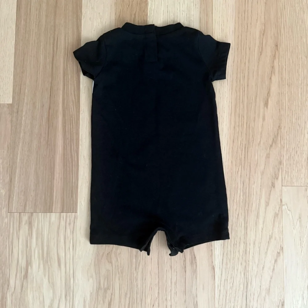 Nike Baby Infant Nike Logo Coverall Futura Romper Bodysuit Black White 6 Months